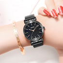 DOM G-1245BK Fashion Women Watch Starry Sky Dial Hardlex Glass Stainless Steel Straps Quartz Watch