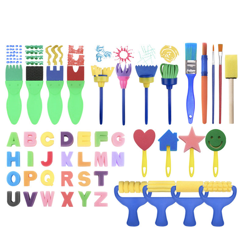47Pcs DIY Child Painting Tool Kit Roller Mold Sponge Educational Drawing Toys Gift