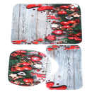 3PCS Bathroom Bath Mat Set Toilet Seat Cover Waterproof Bathroom Shower Curtain Chrismas Print