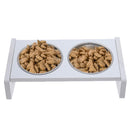Raise Pet Bowls Cat Pet Food Water Bowl Stand Feeder w/ 2 Stainless Steel Bowls and Anti Slip Feet for Small Medium Cats and Dogs