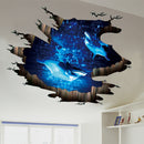 Miico Creative 3D Deep Sea Dolphin Removable Home Room Decorative Wall Floor Decor Sticker