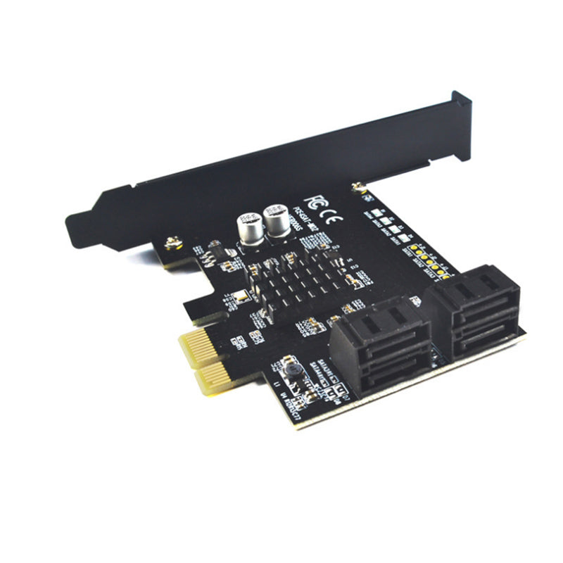 ITHOO PCE4SAT-M02 SATA3.0 to PCI-E Expansion Card with 4 Ports 6Gbps IPFS Hard Disk Adapter for Desktop Computer