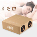 Loskii Portable Wooden bluetooth Speaker 12W 4 Speaker Alarm Clock Display Column 3D Stereo Speaker