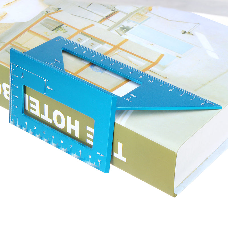 Alloy Woodworking Scriber T Ruler Multifunctional 45/90 Degree Angle Ruler Blue