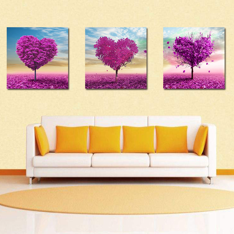 Miico Hand Painted Three Combination Decorative Paintings White Flower Wall Art For Home Decoration