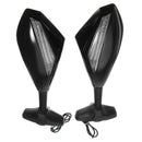 Pair Motorcycle LED Turn Signal Rear View Mirrors For Honda/Suzuki/Kawasaki/Yamaha