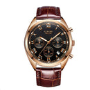 LIGE 9852 Waterproof Luminous Display Men Wrist Watch Fashion Leather Strap Quartz Watch
