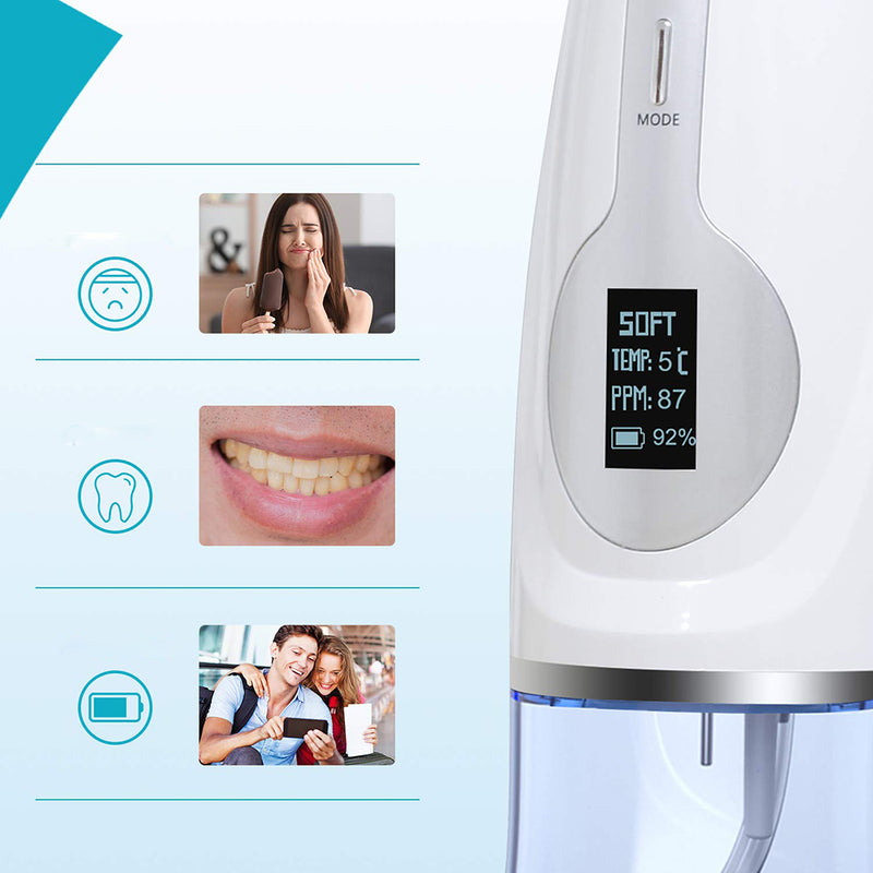 [Global Enhance Version] Xiaowei W3 Portable Smart 3 Modes Electric Oral Irrigator Wireless Waterproof USB Charging Water Flosser with OLED Display