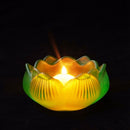 Color Lotus Diwali Glass Candle Holders Buddhism Religious Activities Ornaments Ghee Lamp Holder Candlestick