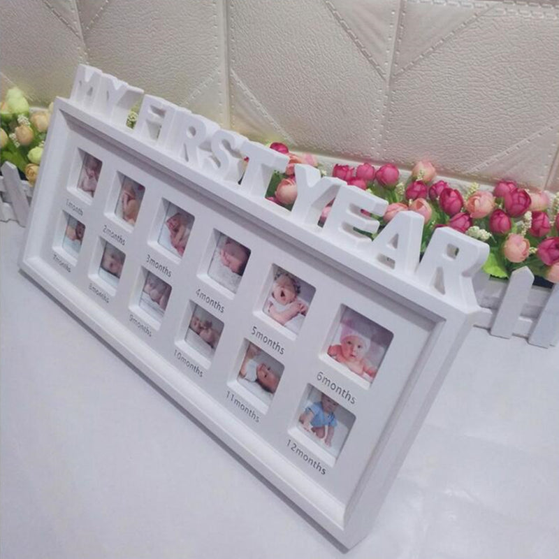 My First Year Baby Photo Frame Picture Display 12 Months Keepsake Collage Wood