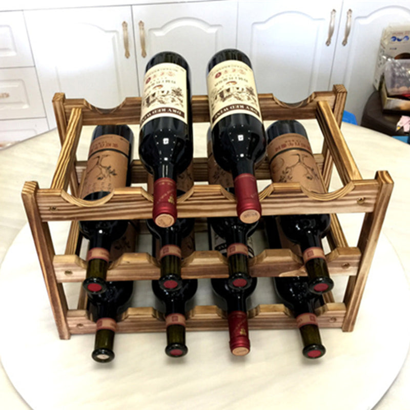 Wooden Rack 12 Bottles Storage Shelf Home Bar Cabinet Decorations