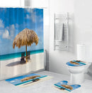 Beach Sea Waterproof Non Slip Bathroom Shower Curtain Toilet Cover Mat Rug Set 5