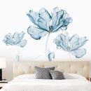 2pcs Large Blue Flower DIY Wall Sticker Art Stickers Vinyl Quote Decal Home Decor