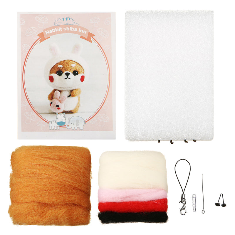 DIY Cat Doll Wool Felt Craft Non Finished Poked Set Handcraft Kit Material Bag