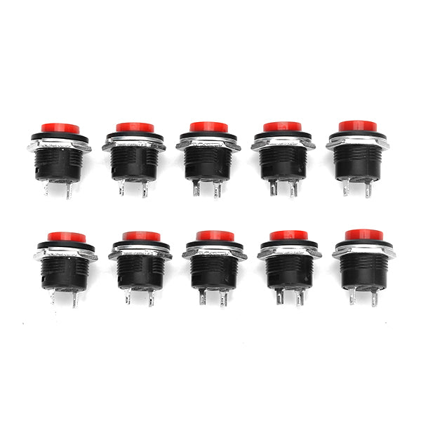 Wendao R13-507 125V 6A 16mm No Lock Self-reset Switch Push Button OFF/ON 10pcs