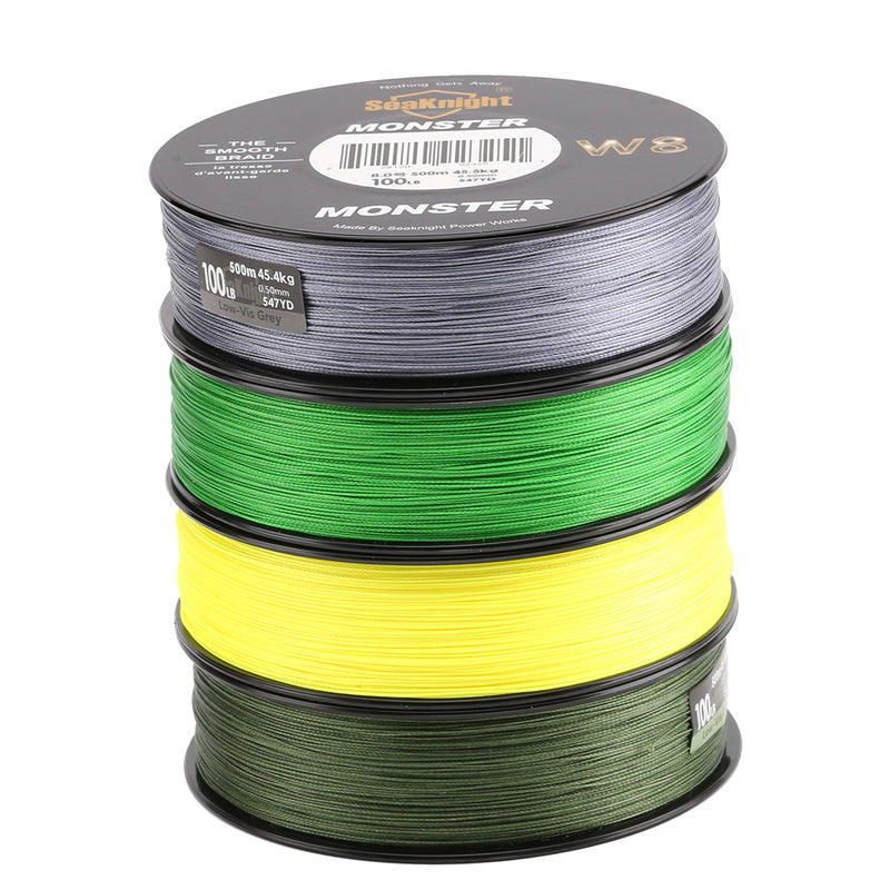SeaKnight 500M/546YDS MONSTER W8 Braided Fishing Lines 8 Weaves Wire Smooth PE Multifilament Line