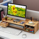 4 Colors 2 Tiers Multi-function Desktop Wooden Computer Monitor Riser Stand Laptop Screen Riser Wood Shelf Keyboard Desk Storage Rack