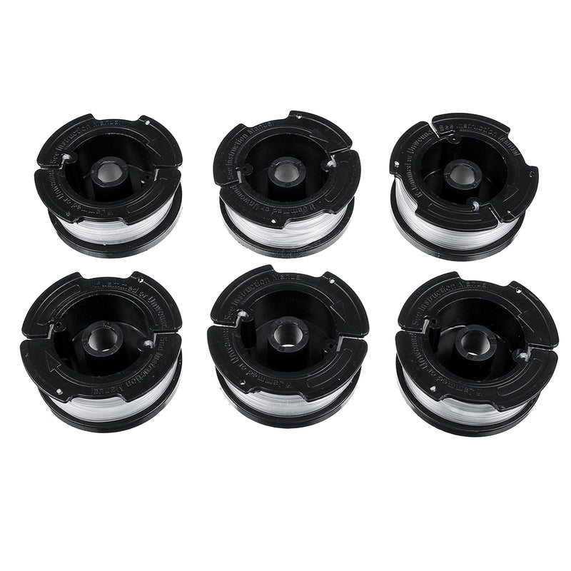 6Pcs Weed Eater String Replacement Spool Line +1pc Trimmer Cap & Spring For Black For Decker Lawnmower