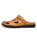 Leather Hollow Men Sandals Slippers Summer Casual Beach Light Weight Soft Breathable Durable