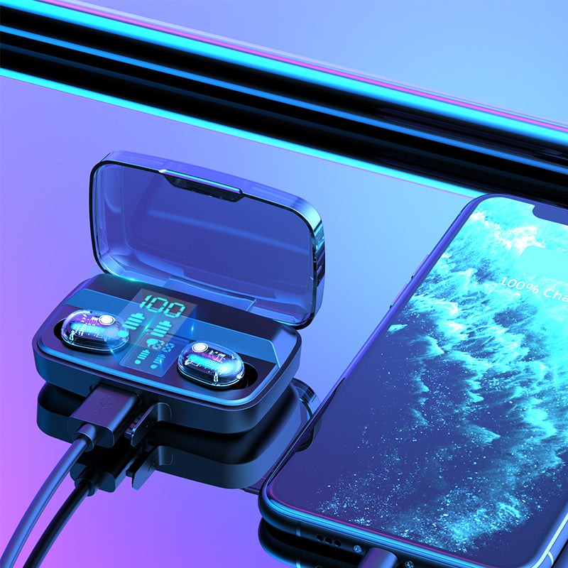 M13C True Wireless bluetooth 5.0 TWS Stereo Earbuds LED Display IPX7 Waterproof CVC8.0 Sports Earphone with Power Bank
