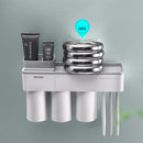 Automatic 1/2/3Cup Magnetic Toothbrush Holder Cups Wall Mount Stand Bathroom Tools No Punching