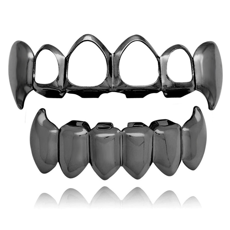 4 Colors Hiphop Grillz Hip Hop Gold Braces Teeth Jewelry Set