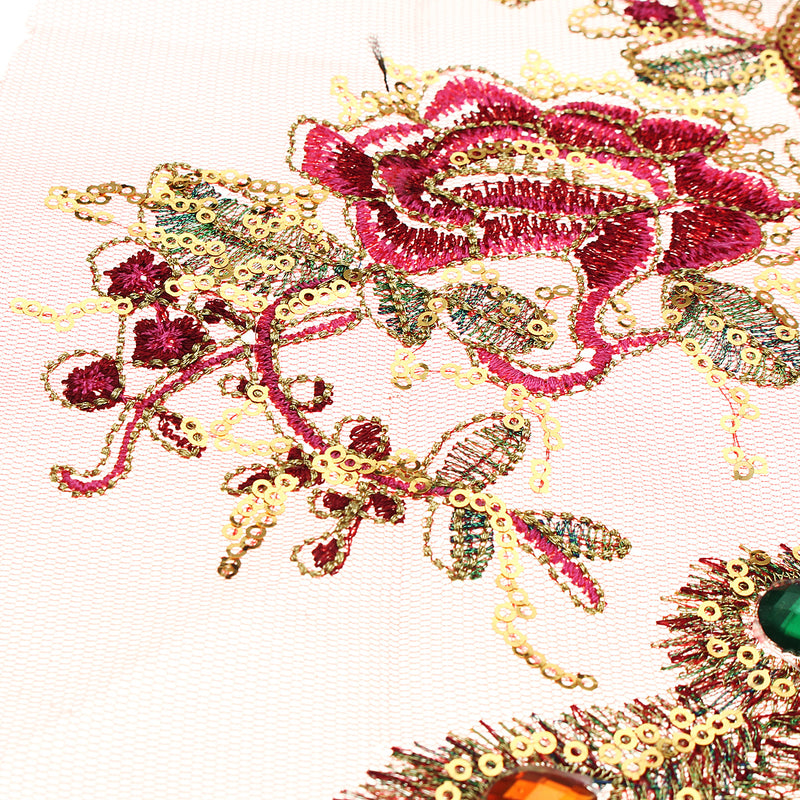 Sequins Applique Embroidered Peacock Multiple Rhinestone DIY Sewing Trim Decorations
