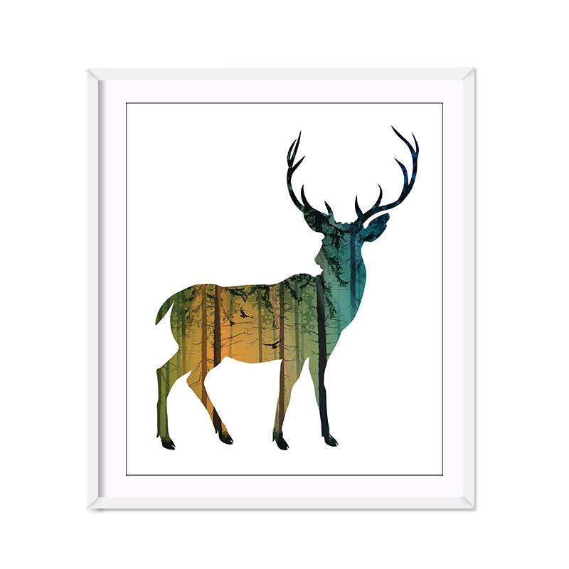Miico Hand Painted Oil Paintings Simple Style-D Side Face Deer Wall Art For Home Decoration Paintings