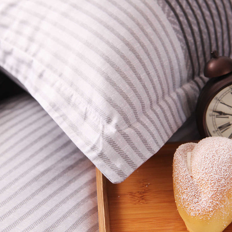 3 PCS Bedding Sets Stripe Style Quilt Cover Pillowcase For Queen Size