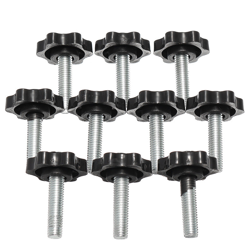 Suleve M8TS1 10Pcs M8 30mm Star Shape Head Thread Knurled Thumb Screw Clamping Grip Knob Screw