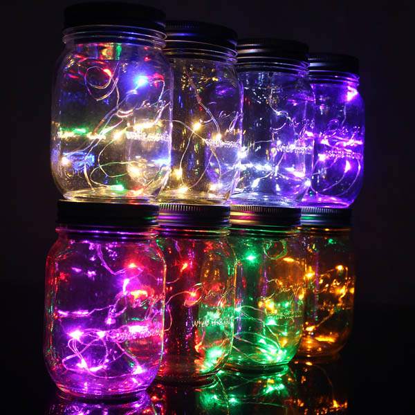 Christmas light Solar Power Hanging Glass Jar Lamp 8 LED Beads Garden Courtyard Landscape Decor Light