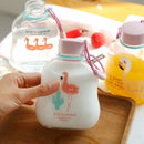 Portable Cup Lovely Flamingo Pattern Glass Cup Children Favorite Water Bottle Glass Cup