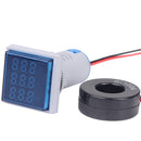 3pcs Geekcreit 3 in 1 AC 60-500V 100A Square Blue LED Digital Voltmeter Ammeter Hertz Meter Signal Lights Voltage Current Frequency Combo Meter Indicator Tester With Round CT