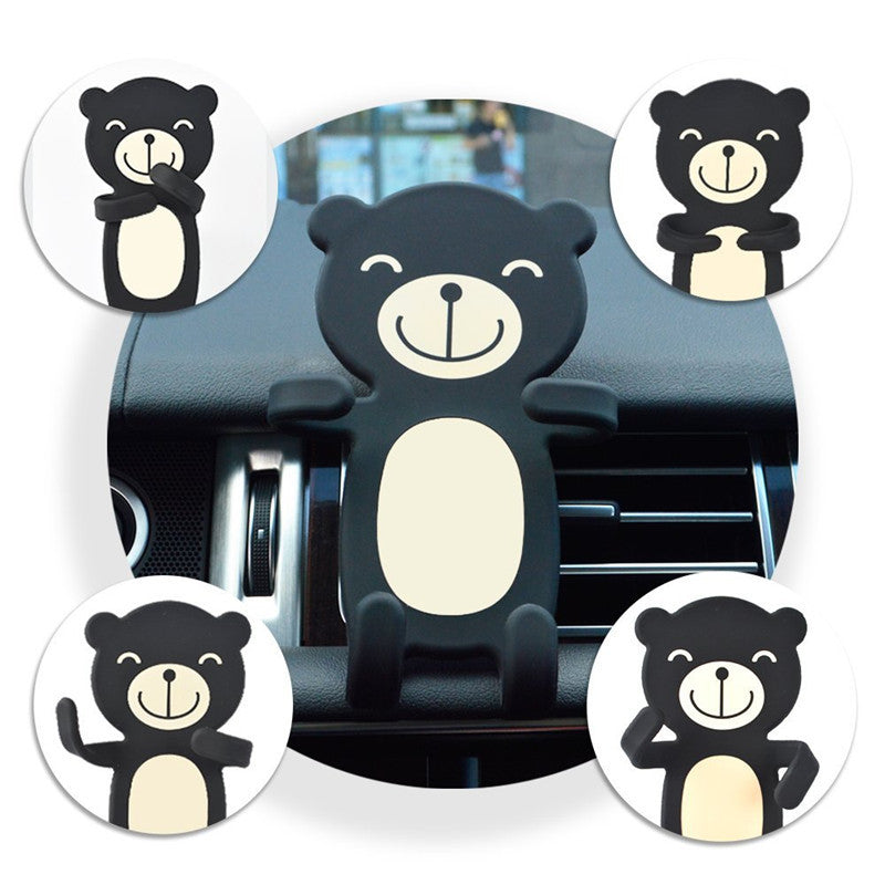 Carton Bear Silicone Flexible Car Air Vent Holder Phone Mount for iPhone X Samsung S8 Xiaomi 6 GPS