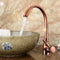 TAPCET Red Copper Antique Kitchen Basin Sink Faucet Hot&Cold Water Mixer Tap