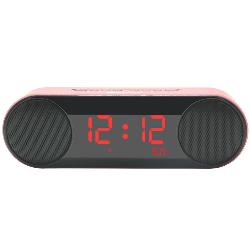 LED Display Alarm Clock Dual Driver Unit FM Radio Aux TF Card Heavy Bass bluetooth Speaker With Mic