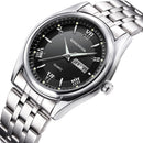 KINGNUOS 1858 Full Steel Casual Style Men Wrist Watch Date Week Display Quartz Watch