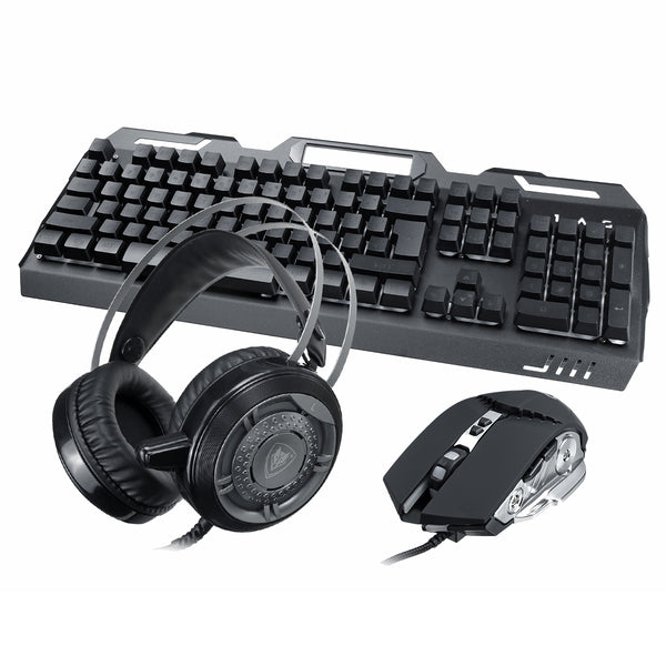 3-In-1 USB Wired 3200DPI Mouse Colorful Headset Rainbow Backlight Mechanical Keyboard Set with Mouse Pad for Desktop Computer Notebook