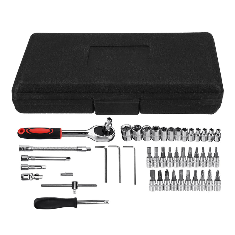 46pcs Assorted Socket Set Ratchet Tools Kit Torque Wrench Sets Maintenance W/ Box