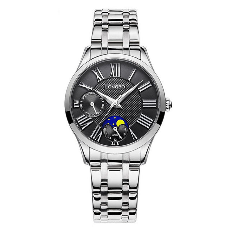 LONGBO 5013 Fashion Calendar Quartz Watches Full Steel Couple Wrist Watch