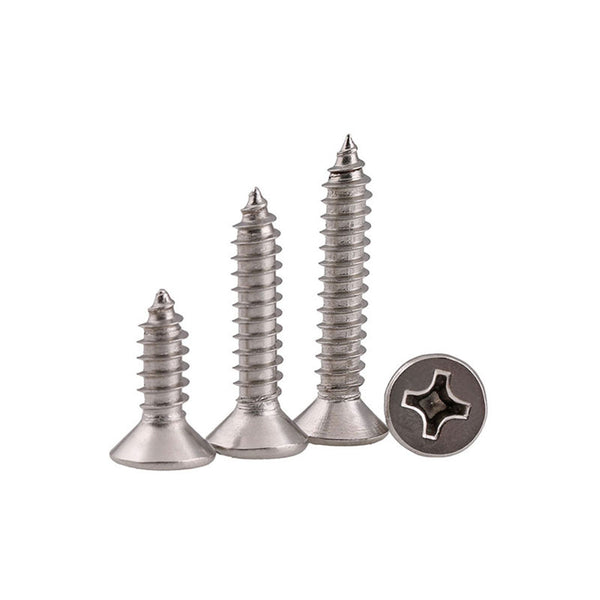 Suleve M2SP1 100Pcs M2 304 Stainless Steel Cross Flat Head Self Tapping Screw Wood Screws Speaker Screws Optional Length