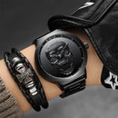 GIMTO GM244 Men Watch Skull Pattern Steel Watch Band Male Quartz Wrist Watch