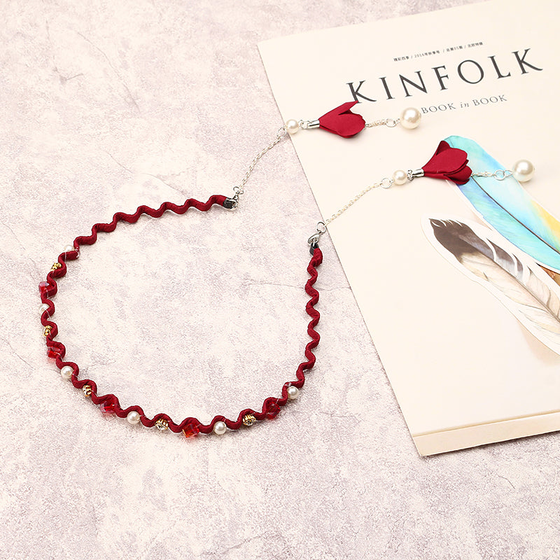 Elegant Hair Band Sweet Flower Pearl Pendant Fake Earrings Headbrand Hair Accessories for Women Girl