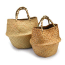 Folding Flower Pot Plant Straw Storage Baskets Flower Vase Handmade Hanging Basket Home Decor