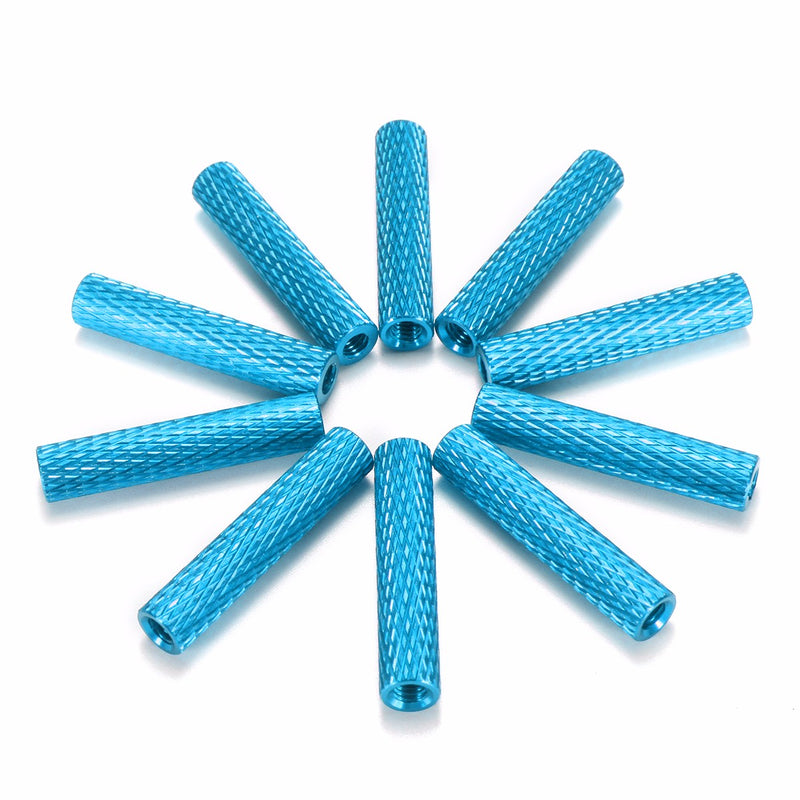 Suleve M3AS6 10Pcs M3 28mm Knurled Standoff Aluminum Alloy Anodized Spacer