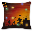 18'' LED Lights Halloween Pumpkin Cushion Cover Square Pillow Case Sofa Decor