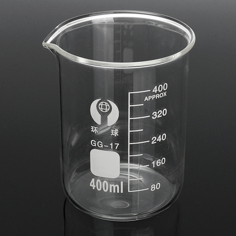 2Pcs 400ml 600ml Beaker Set Graduated Borosilicate Glass Beaker Volumetric Measuring Laboratory Glassware