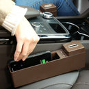 Plastic Car Seat Crevice Storage Box Gap Organizer with Phone USB Wireless Charging