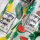 Borosilicate Glass Flamingo Fruit Pattern Anti-High Temperature Glass Cup Water Bottle