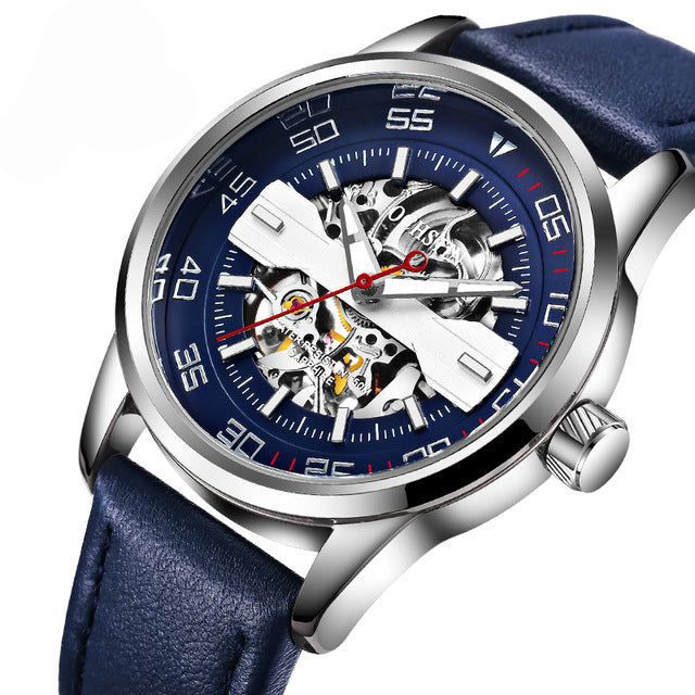 OCHSTIN 62002 Automatic Mechanical Watch Business Style Leather Strap Men Watches